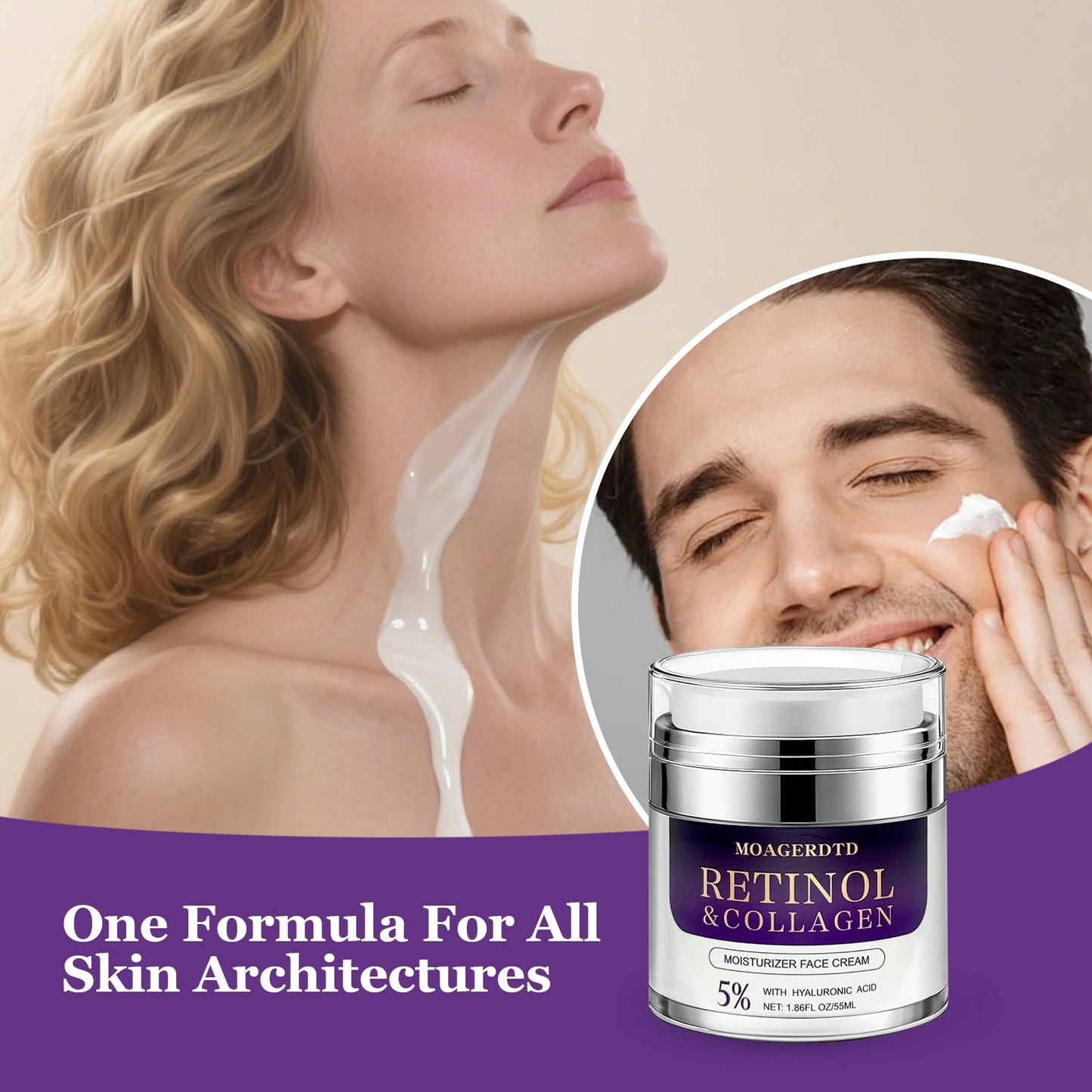 Retinol Collagen Cream is a Anti-aging and deeply hydrating formula. It's loaded with retinol and hyaluronic acid, making it suitable for use both during the day and at night 1.86 Fl Oz