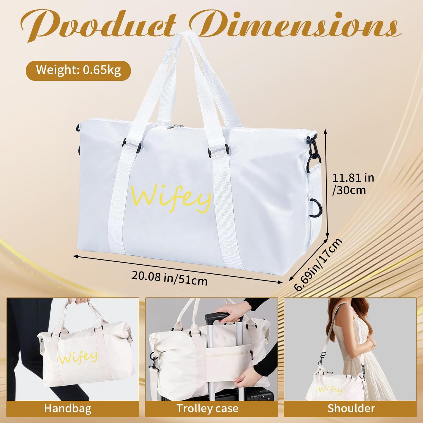 Kuabiz 2 Pcs Wifey Hubby Duffle Bag Set White Black Wedding Travel Bags Waterproof Honeymoon Travel Bags Weekender Tote Bag For Women Men Couple Bridal Shower Honeymoon Party Organizer Supplies