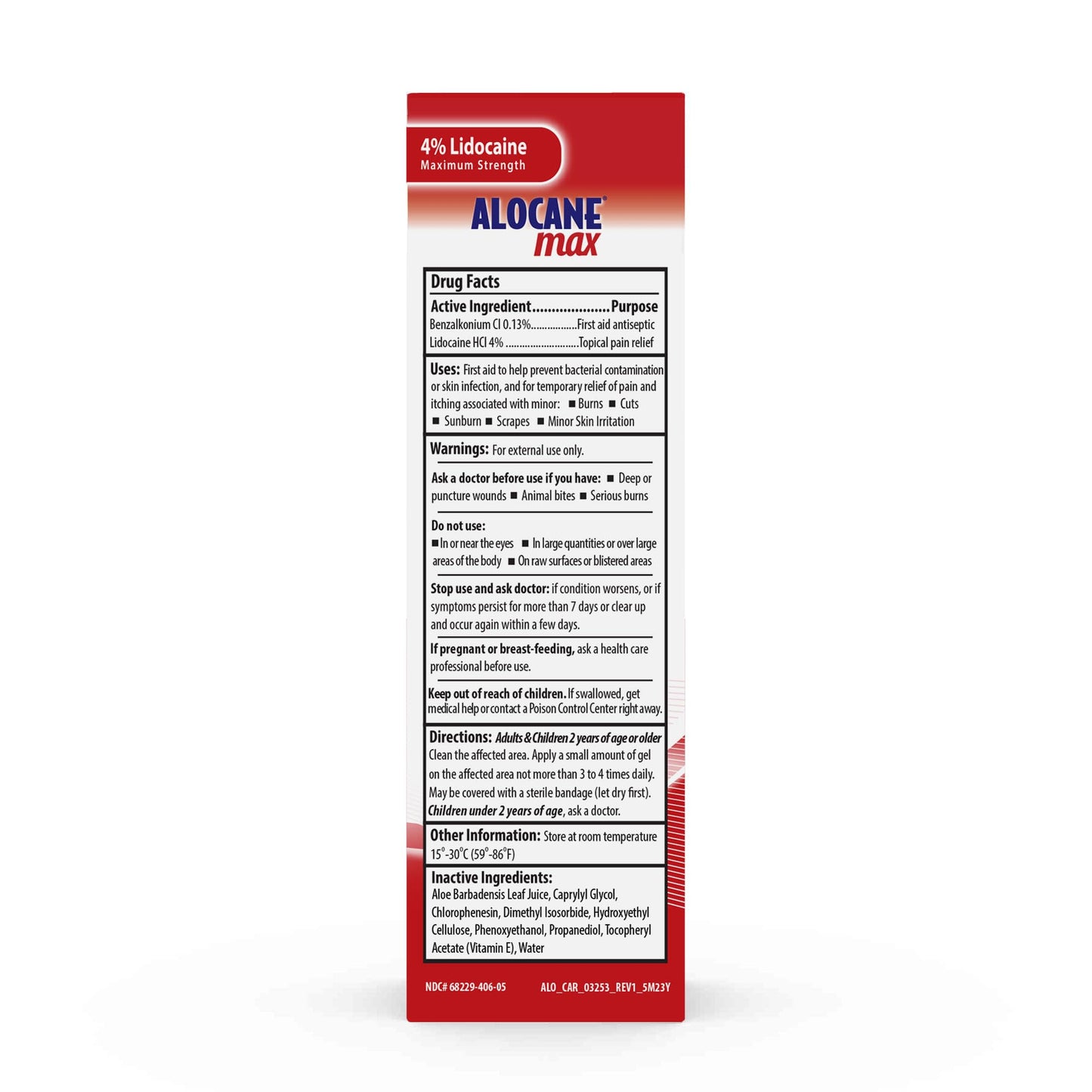 Alocane Max Emergency Burn Gel, 4% Lidocaine Hydrochloride, .13% Benzalkonium Chloride, Maximum Strength Relief, Itch Relief, For Sunburns, Kitchen, Radiation, Chemical, First-Degree Burns, 4 Fl Oz