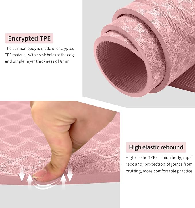 8/20/30mm Jump Rope Mat Fitness Exercise Mat Durable, Non-Slip, Workout Mats with Jump Rope & Carrying Bag for Home Gym Flooring (55"x 24")