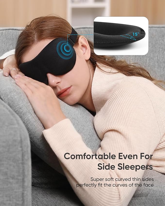 LKY DIGITAL Sleep Mask for Side Sleeper 3 Pack, Blackout 3D Eye Mask for Sleeping, Night Blindfold for Men Women