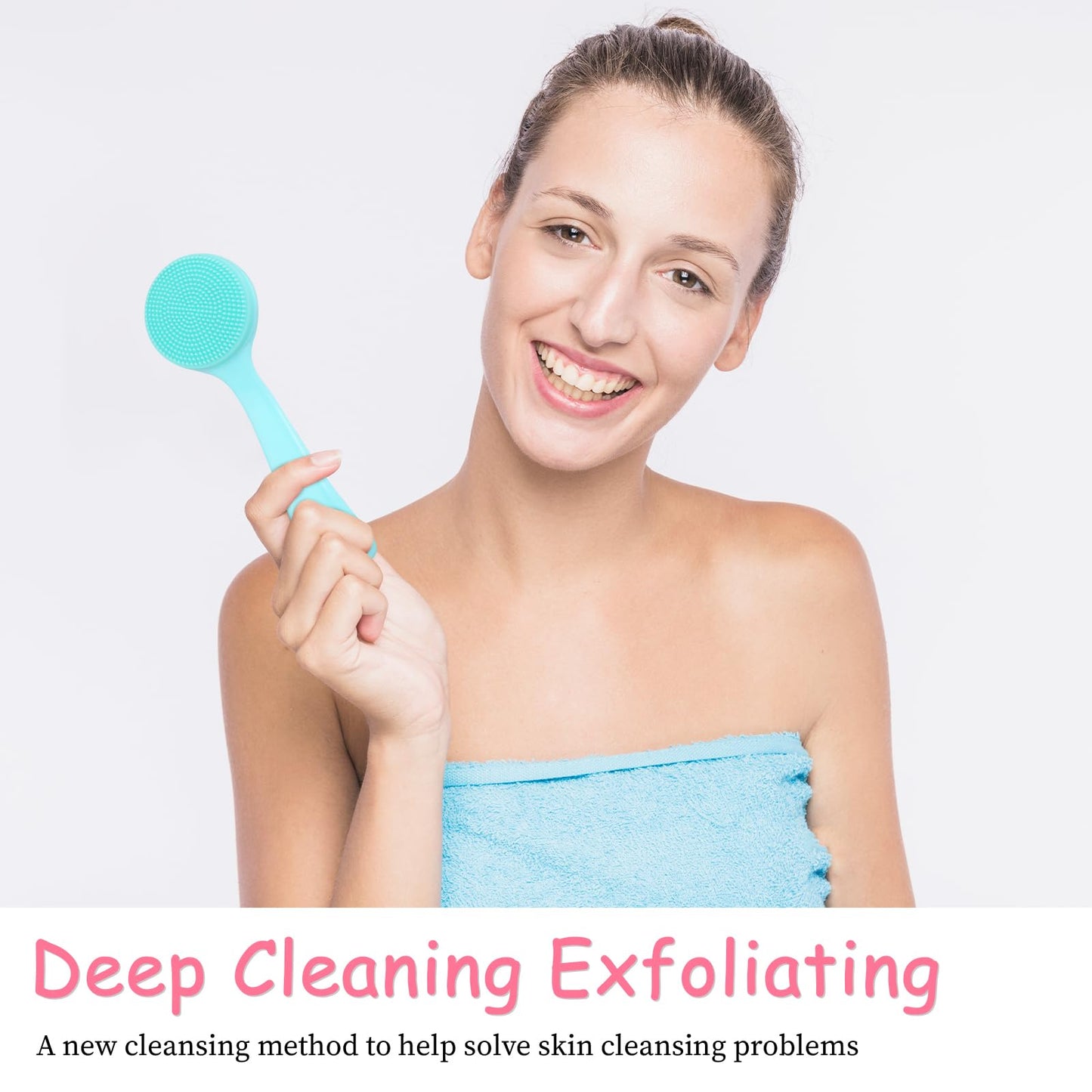 BOHUIZ 2Pcs Silicone Face Brush Manual Face Scrub Brush, Soft Facial Cleansing Brush Waterproof Exfoliating Face Brush Skin Friendly Face Cleaner Brush for Blackheads Makeup Residues Removal