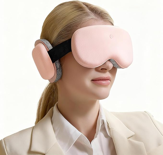 CLOZIA Sleep Headphones Wireless Bluetooth, White Noise Bluetooth Sleep Mask with 12 Soothing Sound, Sleep Mask with Bluetooth Headphones for Travel Yoga Office Meditation, Pink