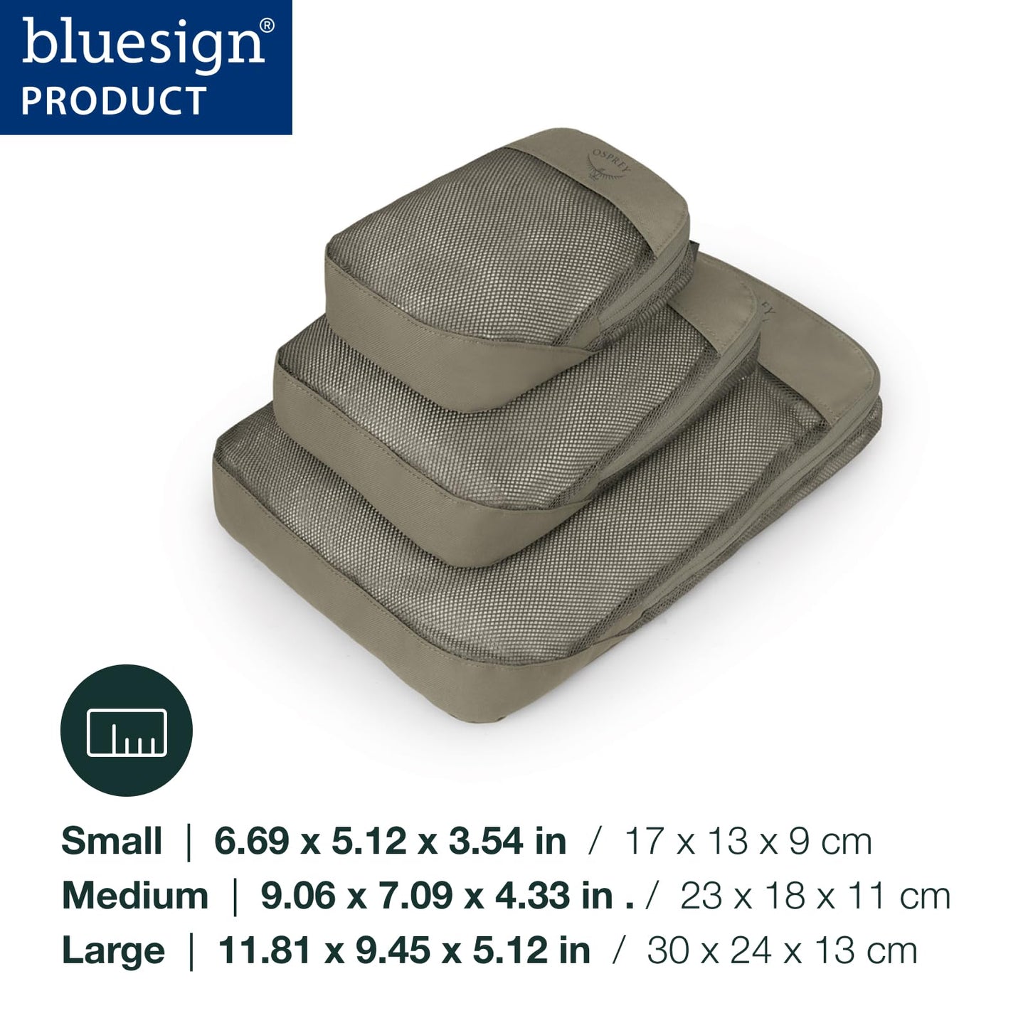 Osprey Daylite Packing Cube Set, Tan Concrete - Includes a Large, Medium & Small Cube