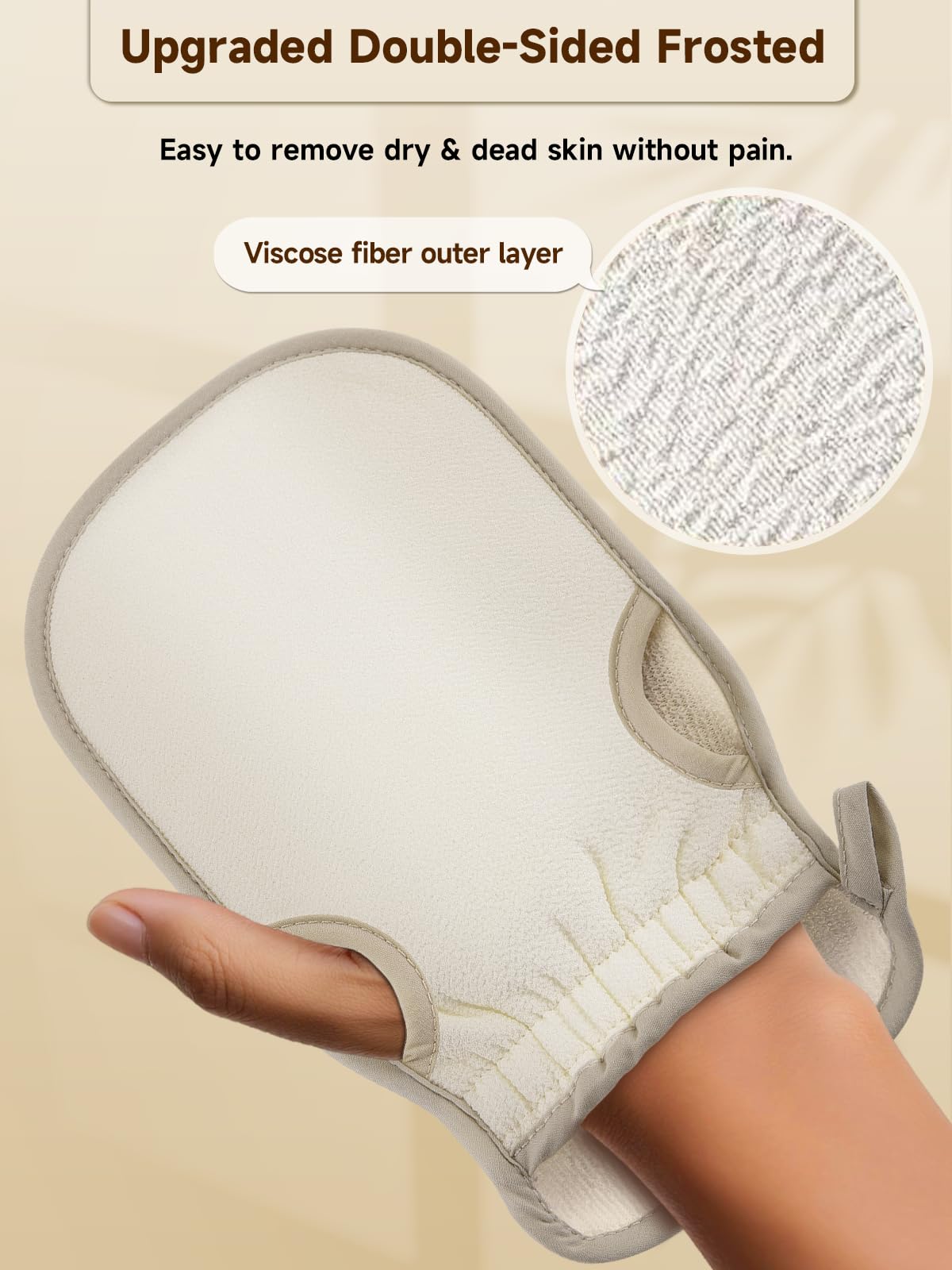 Aswdbbn Exfoliating Glove (Original) Machine Washable Newly Upgraded With Thumb Holes Korean Body Scrubber 100% Vegan Viscose Exfoliating Mitt for Dead Skin Removal, Keratosis Pilaris & Self-Tan Prep