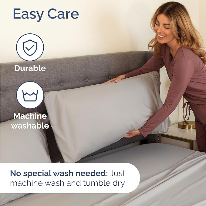 Bulk Case Pack of 16 Sheet Sets - (16) Complete Sheet Sets - Bulk Twin Bedding - Wholesale Case Pack for Hotels, Spa & Airbnbs - Deep Pocket & Wrinkle Free - Cooling & Breathable - Twin, Light Grey