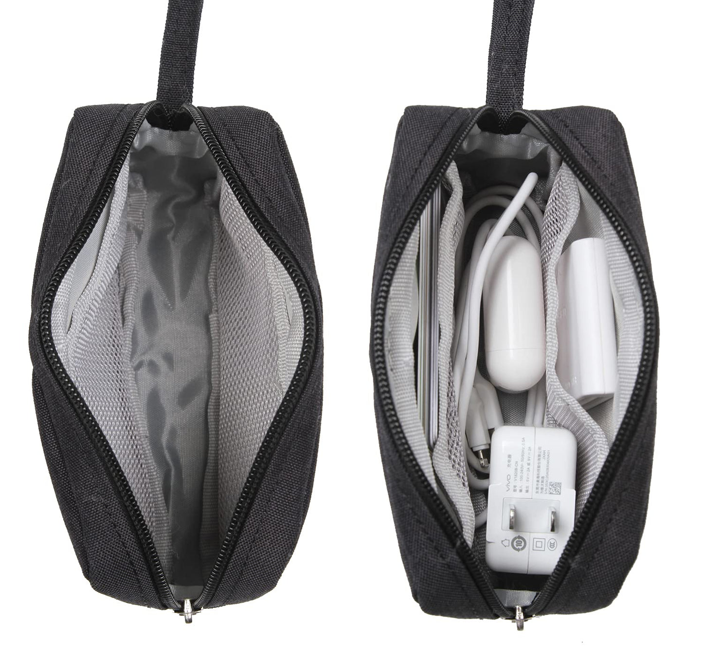 2 Pieces Small Zippered Pouch, Portable Electronics Soft Organizer, Little Toiletry Carry Bag Mini Cosmetic Makeup Bag, Coin Purse Wallet, Travel Accessories Make up Case for Purse,Storage Black