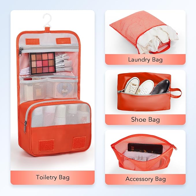 8 Set Compression Packing Cubes for Travel Essentials,Compressible Expandable Packing Cubes for Suitcase,OlarHike Luggage Organizer Bags for Travel,Handy Helper for Organizing Clothes(Orange)