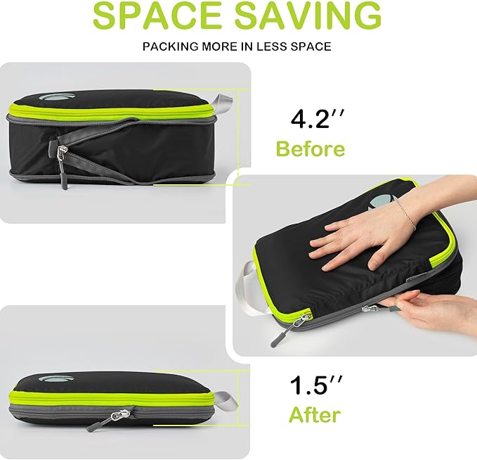 Cipway Compression Packing Cubes, Ultralight Luggage Organizer Bags with Laundry Bags and Clear Toiletries Bag, Travel Essentials for Carry on Suitcase (6 Piece,Black)