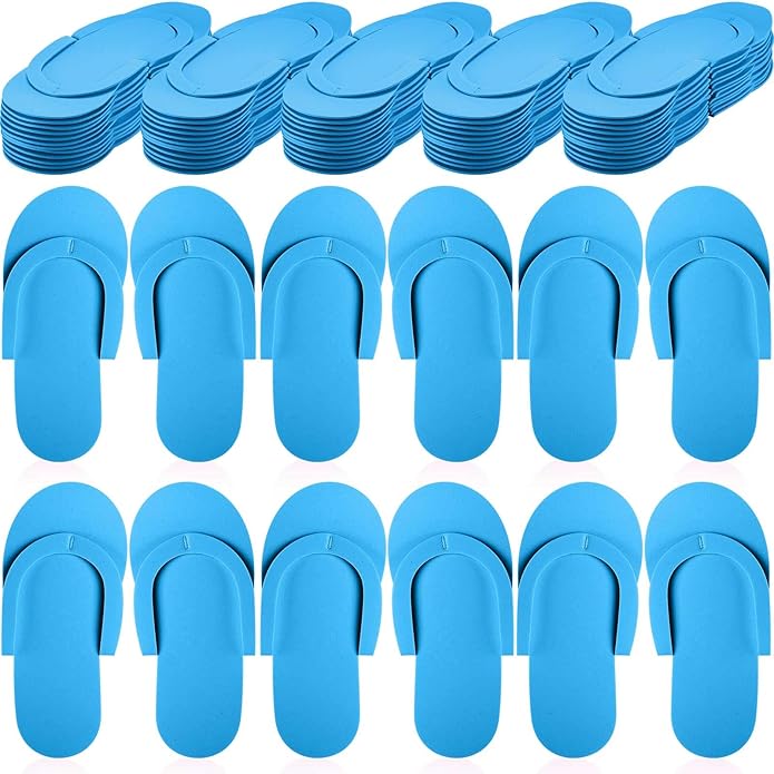 JenPen 60 Pairs Disposable Pedicure Slippers Foam Flip Flops Disposable Flip Flops Multi Color Foldable Pedicure Slippers for Guests Salon Spa Hotel Women
