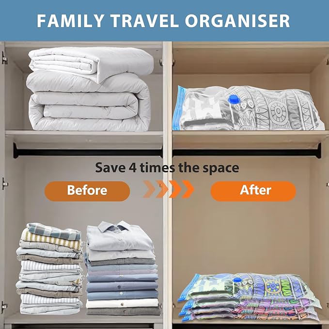 20 Pack Vacuum Seal Bags for Clothing with Electric Air Pump, Space Saver Vacuum Storage Bag for Clothes, Mattress, Blanket, Duvets, Pillows(4 Jumbo/4 Large/4 Medium/4 Small/4 Roll Up Bags)