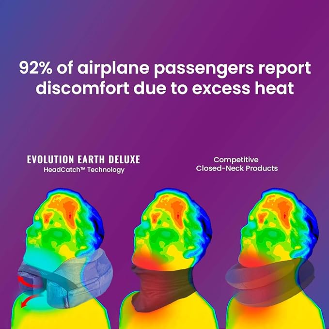 Cabeau Best Neck Pillow for Travel – Evolution Earth Deluxe – 360° Head, Neck and Chin Support for Sleeping – Sustainable Memory Foam - Removable, Washable Cover with Compact Carrying Case (Water)