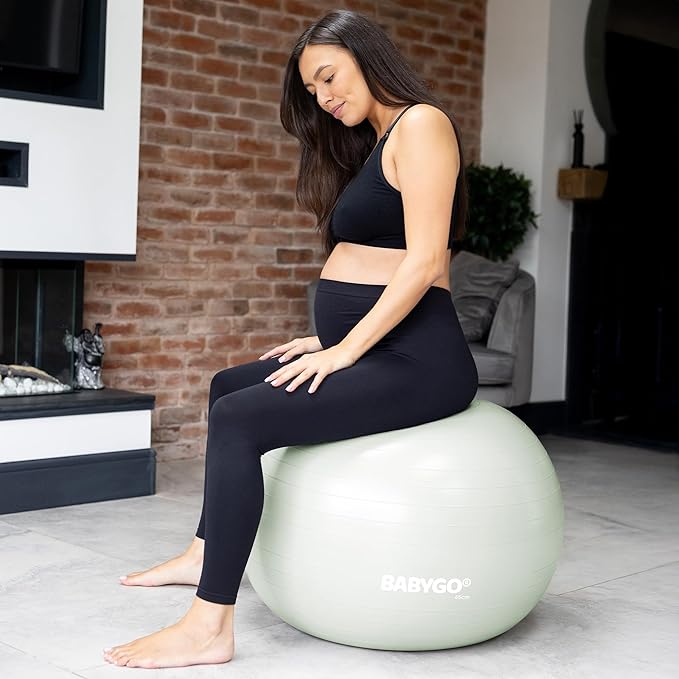 BABYGO Birthing Ball - Pregnancy Yoga Labor & Exercise Ball & Book Set Trimester Targeting, Maternity Physio, Birth & Recovery Plan Included Anti Burst Eco Friendly