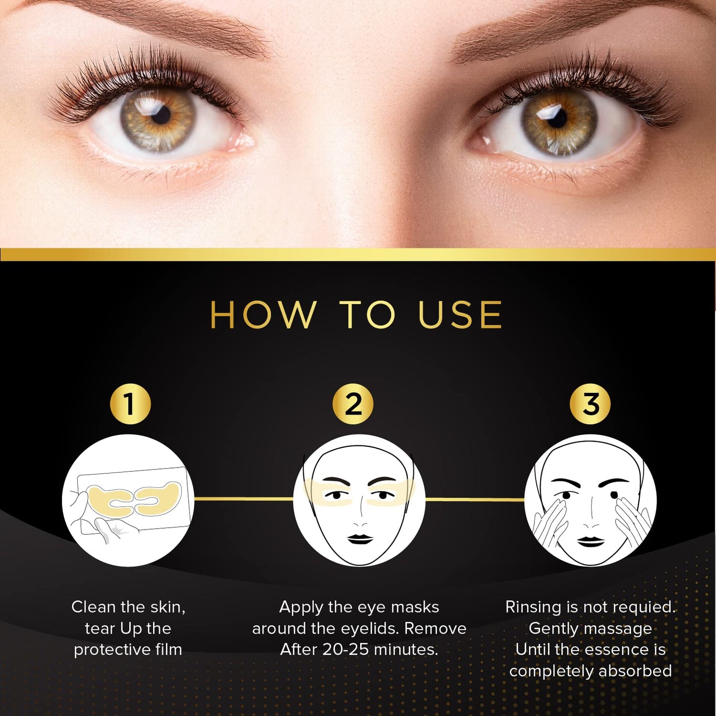 Eye Patches for Puffy Eyes - Under Eye Mask Dark Circles and Puffiness- Gold under Eye Patches, Collagen Eye Pads, Eye Bags Treatment for women or men
