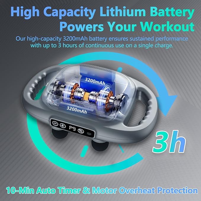 6 Head Massage Gun Deep Tissue with 9 Levels & 9 Modes, Electric Massager Tool for Legs, Arms, Waist, Back, Buttocks - Full Body Muscle Pain Relief, Ideal Gifts for Women, Men, Mom, and Dad