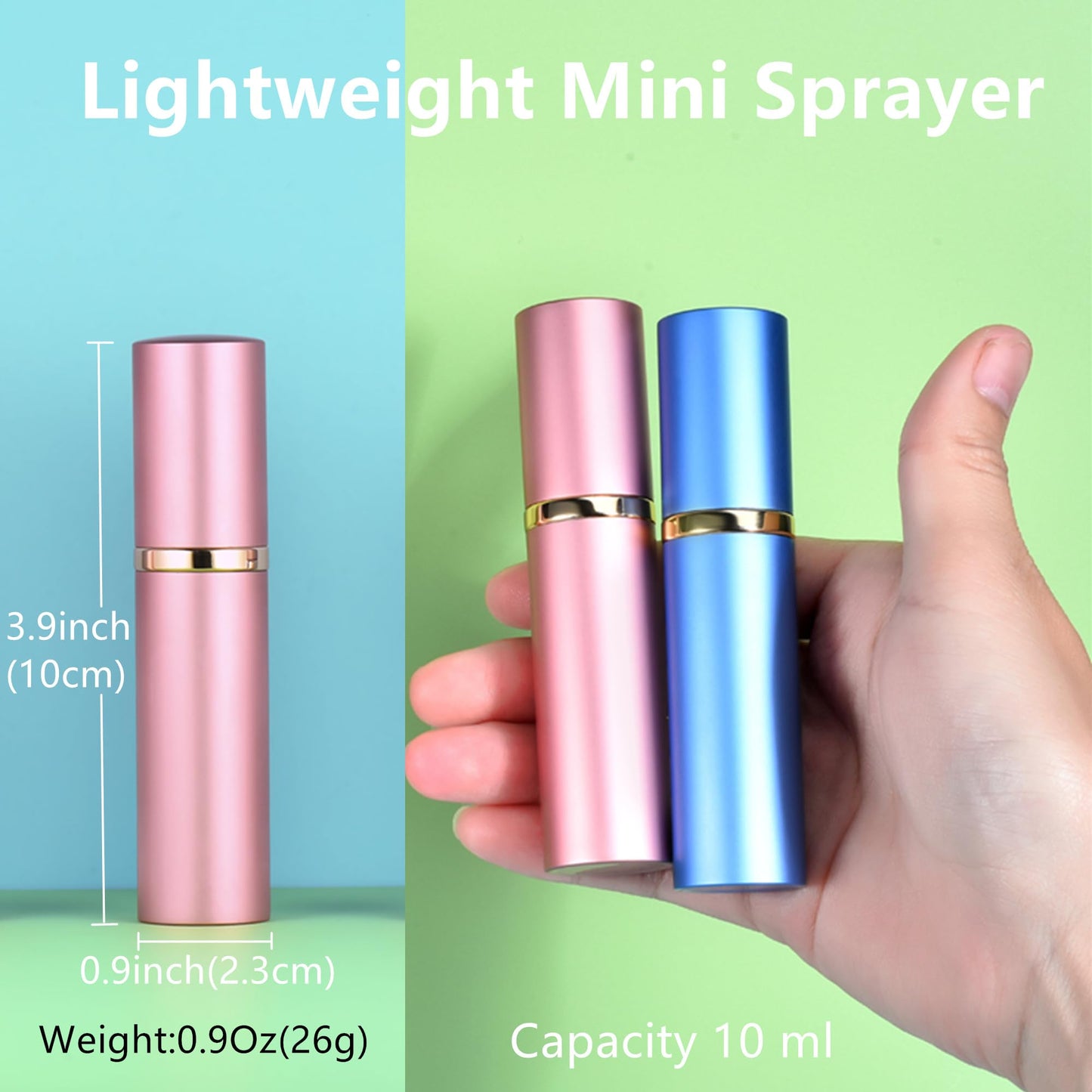 Yikimyfo 5 Pcs Travel Size Perfume Atomizer, 10ml/0.34oz Refill Bottle Mini Cologne Spray Bottle Refillable Perfume Bottle for Travel and Party with Tool