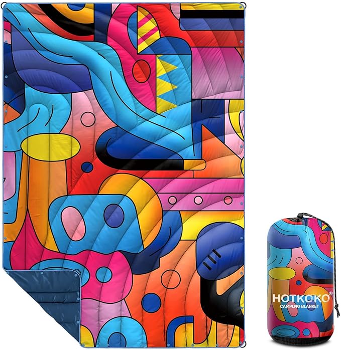 Camping Blanket,Puffy Printed Camp Blankets Lightweight Packable for Outdoor Camping,Traveling, Stadium, Hiking, Picnics