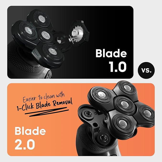 BaldiePro Blade Refill 2.0 + Chamber - Electric Shaver Replacement Head For BaldiePro Head Shaver - Electric Razor Replacement Blades for Bald Head and Face - Waterproof for Wet and Dry Shave