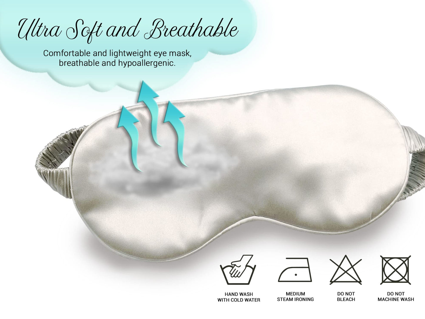 Fusion5 Silk Eye Mask with Elastic Band - 100% Pure Mulberry Sleep Mask - 25 Momme, Anti-Aging, Hypoallergenic, Blocks Light - Soft & Smooth Night Eye Cover for Sleeping & Travel with Box