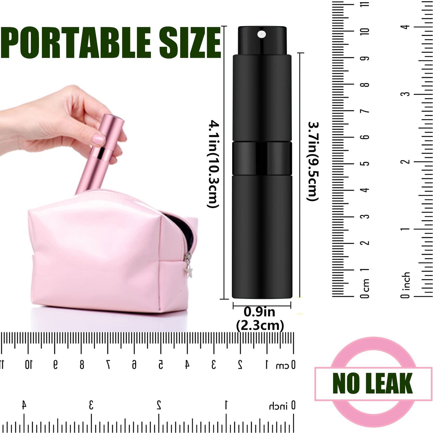IRON BILL 8ML Mini Atomizer Perfume Travel (Matte Black) Refillable Bottle Portable Spray Bottle for Cologne and Perfume (3pcs)