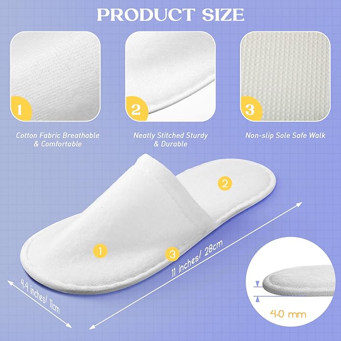 JaGely 120 Pairs Bulk Disposable Slippers Non Slip Hotel Spa Slippers Fluffy Closed Toe for Home Indoor Wedding Travel Party Guests Men Women