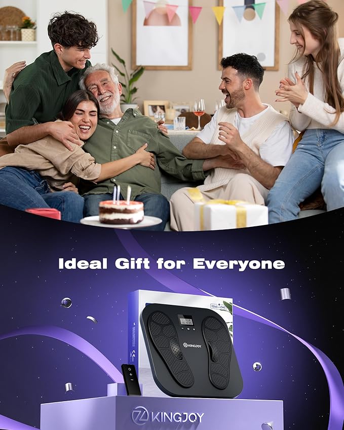 KINGJOY Foot Massager for Neuropathy, Rechargeable EMS TENS Foot Stimulator with 10 Modes 20 Intensities for Circulation Plantar Fasciitis & Swelling Pain Relief, Gifts for Women Men-Black