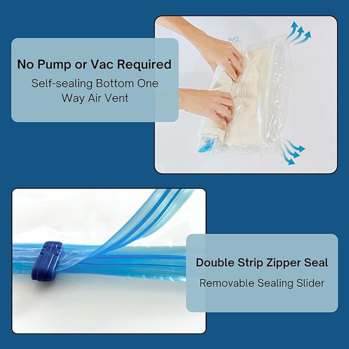 18 Pack Compression Bags for Travel, Roll Up Space Saver Bags for Clothes Storage, Compact Packing travel organizer for Luggage, Suitcase, Backpack, No Pump or Vacuum Needed