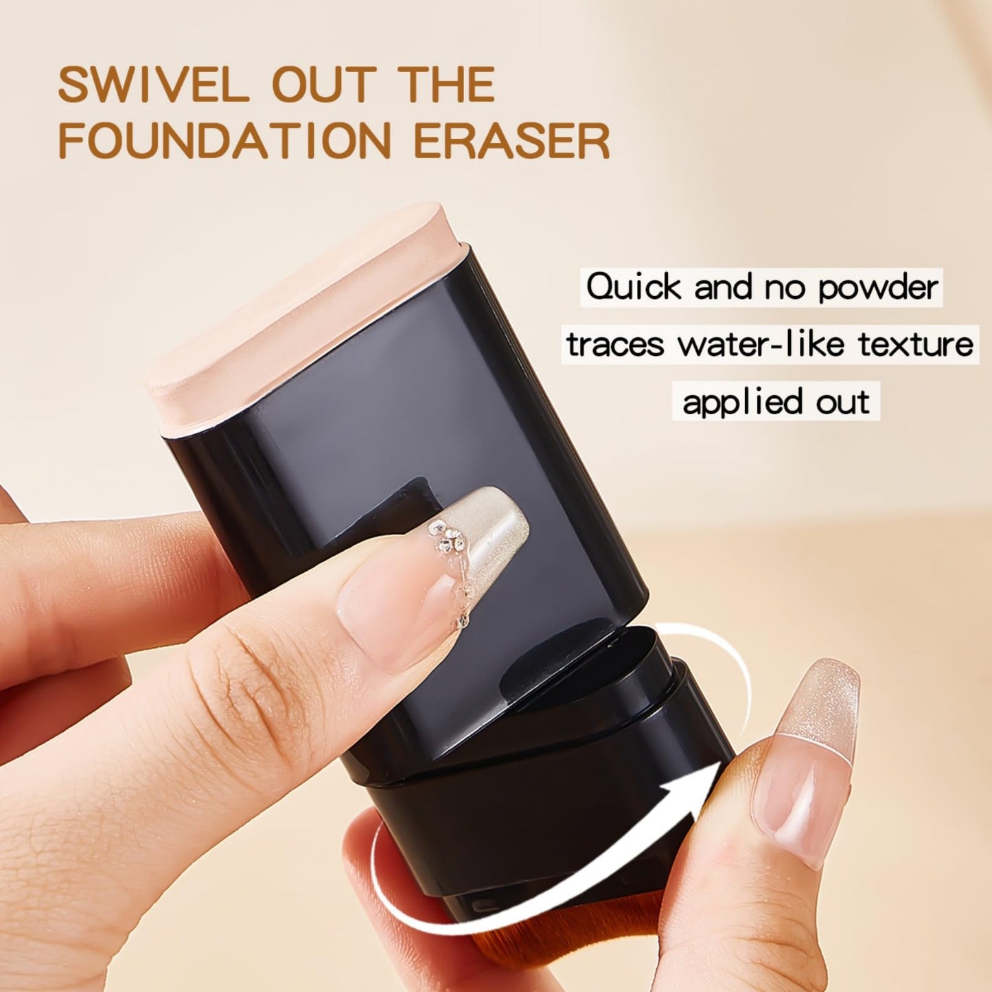 Korean Dual Ended Foundation Stick with Brush, 2 in 1 Concealer Foundation Stick & Contour Makeup, Hydrating Formula - Lightweight, Waterproof, Covers Blemishes (Natural)