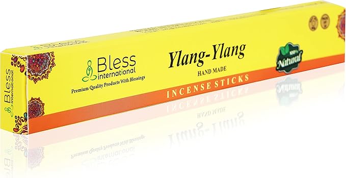Bless-YLANG-YLANG 100%-Natural-Handmade-Hand-Dipped-Incense-Sticks Organic-Chemicals-Charcoal-Free Purification-Relaxation-Positivity-Yoga-Meditation Best-Woods-Scent (25 Sticks (1.4 OZ))