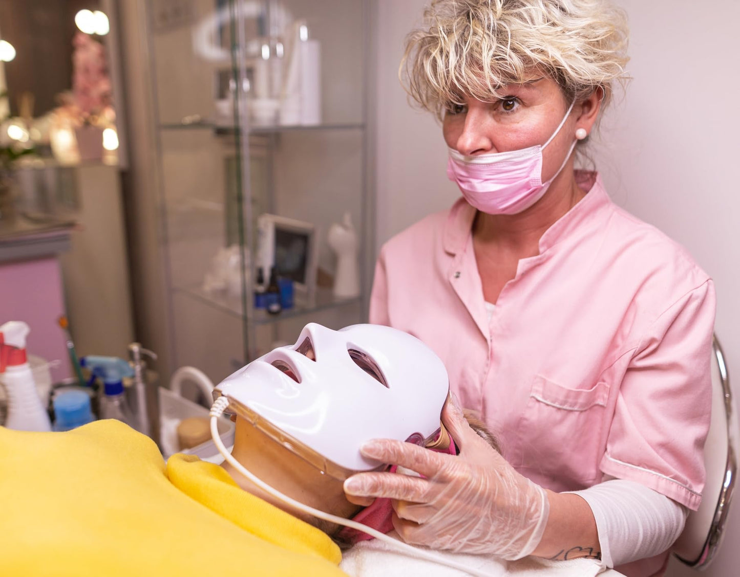 Aphrona® | FDA cleared Moonlight LED Facial Mask Skin Care Mask, LED Light Therapy Red Blue light for Acne Removal Wrinkle Reduction