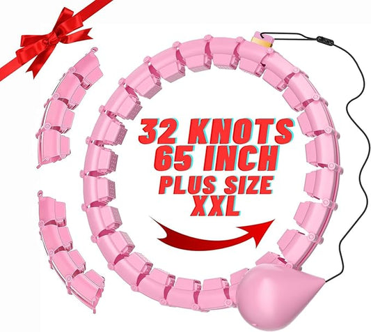 65inch 32 Knots Plus Size Quiet Weighted Hula Infinity Fitness Detachable Hoops Smart Silent Infinity Hula for Women 2 in 1 Waist and Abdominal Workout Hoop