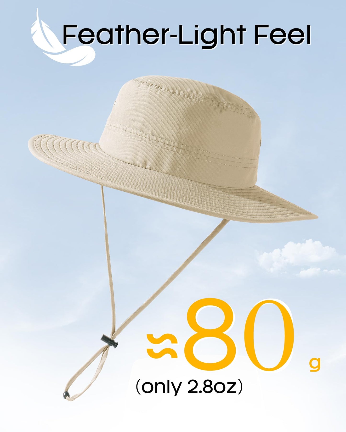 FURTALK Sun Hats for Men Women Packable Wide Brim Summer UV Protective Bucket Hat UPF 50+ Hat for Fishing Hiking Khaki