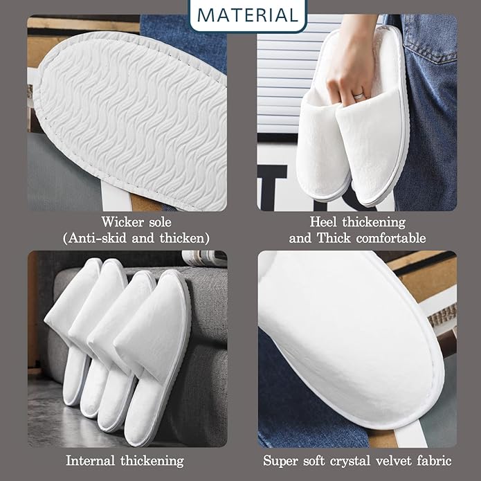 6-10 Pairs Spa Slippers, Non Slip Disposable Slippers For Guest, Washable Reusable, Which Can Be Used As Women Men, House, Indoor, Bathroom, Bedroom, Hotel, Bride Slippers