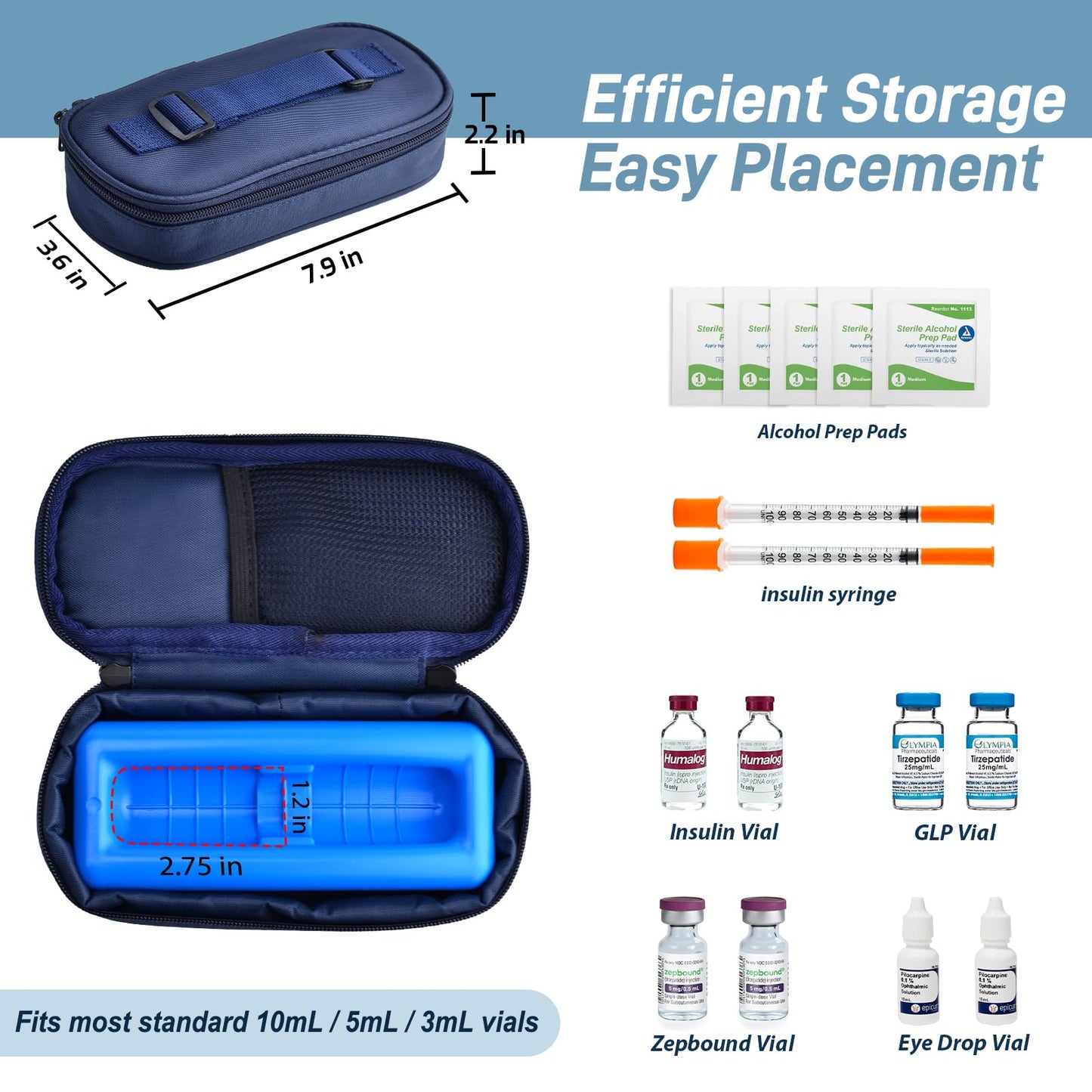 Cruxer Insulin Vial Cooler Travel Case,Diabetes Carrying Insulated Bag for Supplies Keep Medicine Cool,Diabetic Small Bottle Protector Kit for Storage,Portable Mini Pack with Protective Ice Brick