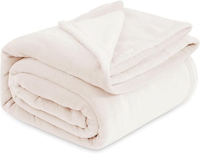 Bedsure GentleSoft Fleece Blankets Queen Size Cream - Bed Blanket Soft Lightweight Plush Fuzzy Cozy Luxury Microfiber, 90x90 inches