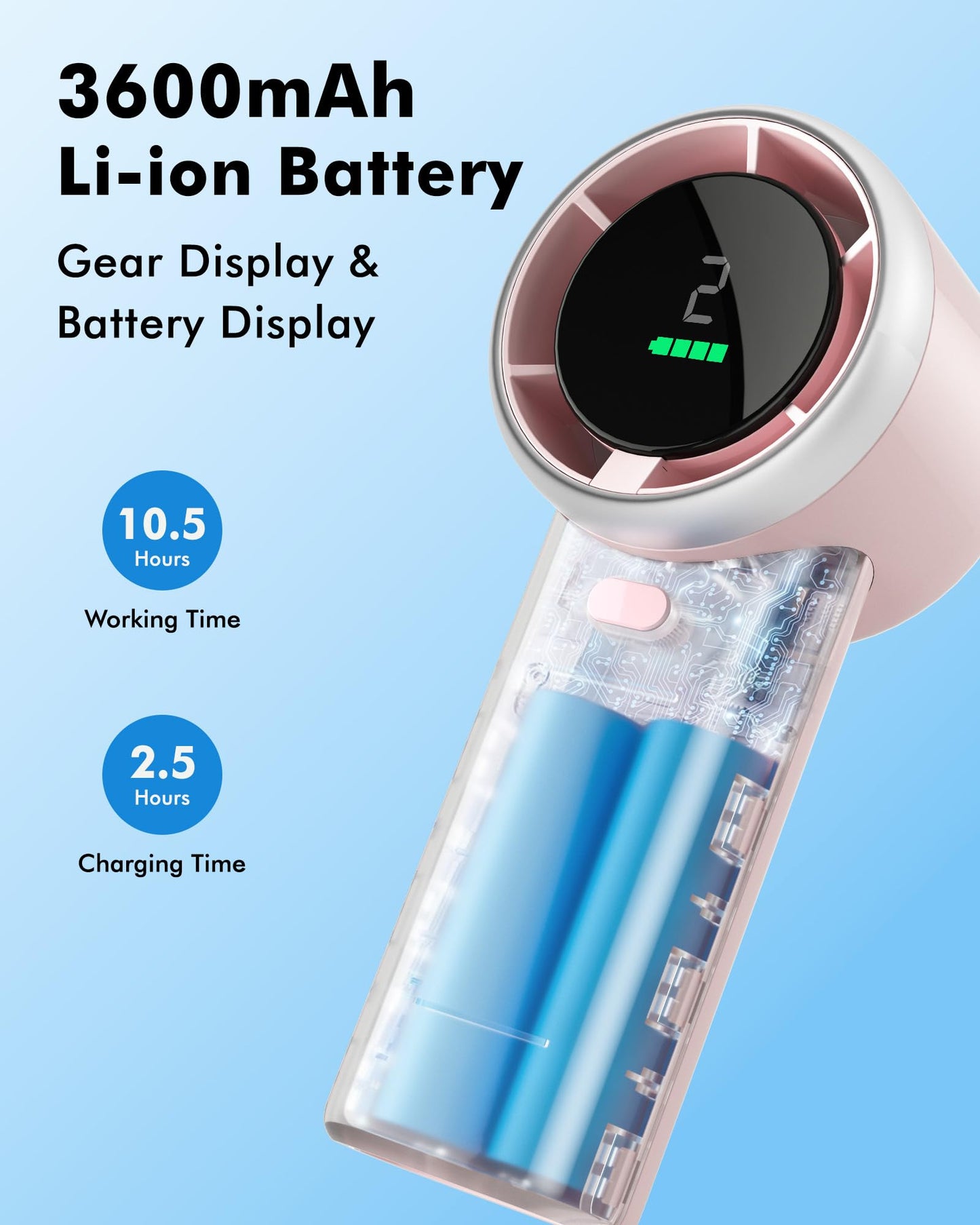 WHATOOK Portable Mini Fan: High Speed Cooling Fan, 10 Hours Battery Life, USB Rechargeable, Small Essentials for Women, Beach Travel, Vacation (Pink)