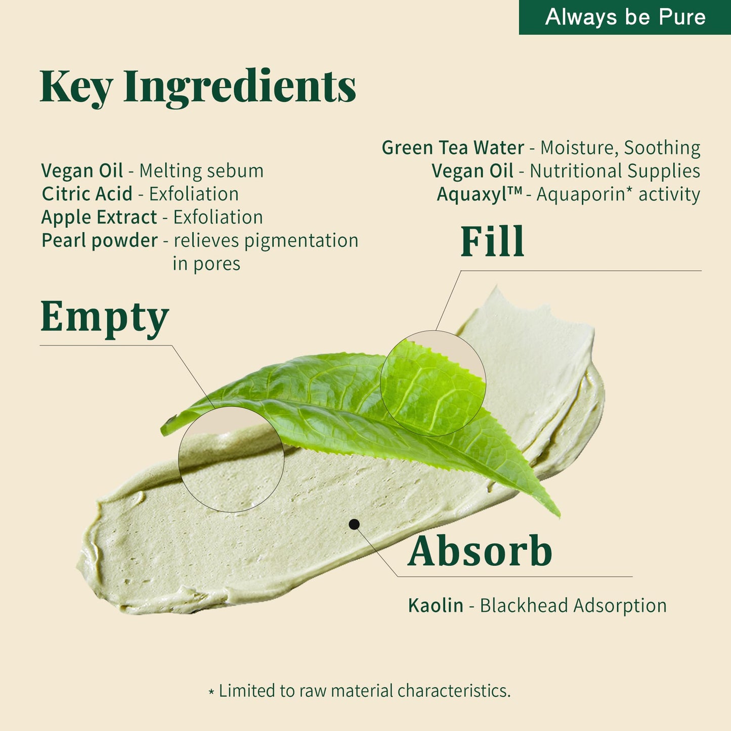 ALWAYS BE PURE Real Green Tea Pore Deep Cleanser 100ml (3.38oz) - Soothing Clay Pack to Foam Face Wash -Blackhead Remover, Deep Pore Purifying Cleanser for Dry Skin, Gentle Korean Skincare