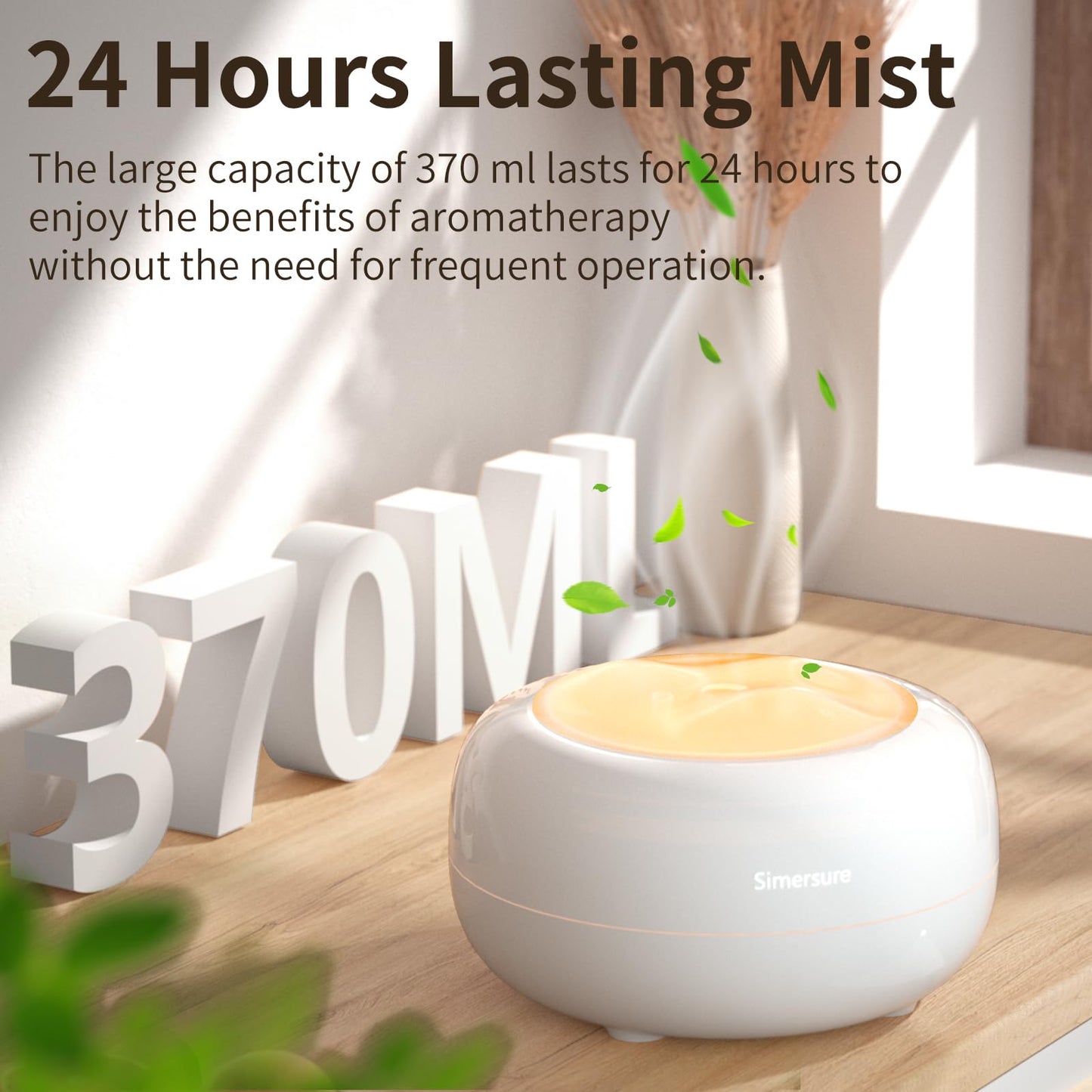 Essential Oil Diffuser, Quiet Humidifier for Bedroom, Timer and Auto-Off, 7 LED Colors Ultrasonic Aromatherapy Mist Diffusers for Large Room Office (Milky White)