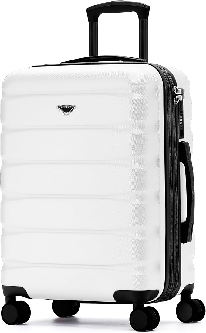 Carry On Suitcase Hardside TSA Lock & USB Port Silent Double Spinner Wheels Maximum Overhead Carry-On Bag Approved For Many Airlines( 22x18x10" ,White )