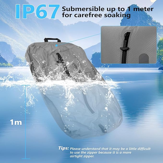 2025 Vacuum Bags for Travel with See-Through Window Space Saver Vacuum Seal Bags for Clothing Travel IP67 Reusable Packing Organizers for Luggage, Backpack, Suitcase Grey 1PC+No Pump