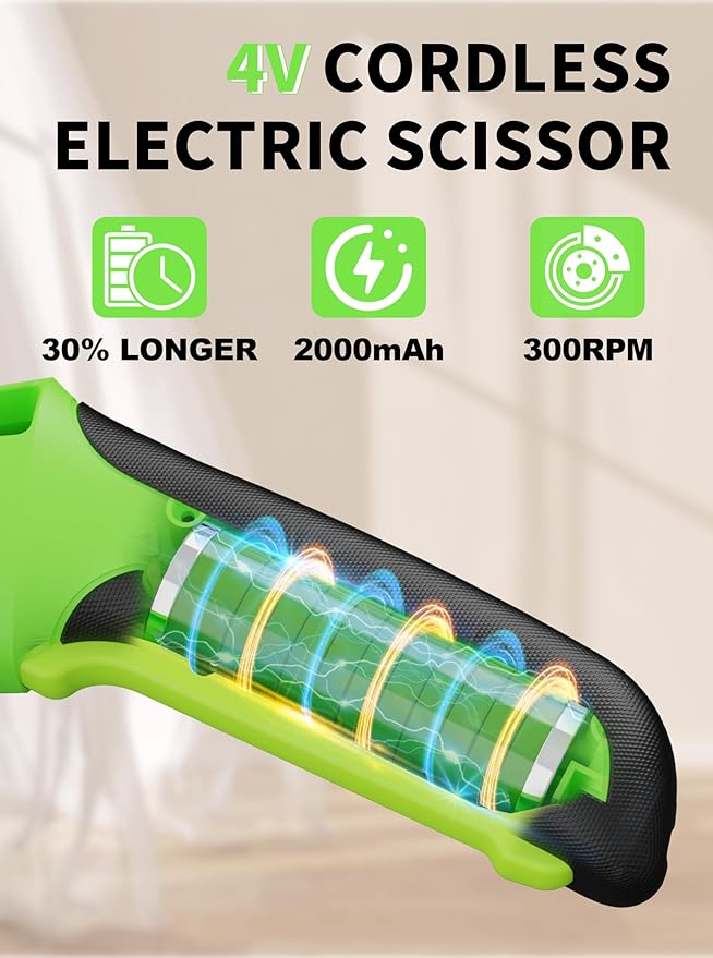 4V 2000mAh Cordless Cardboard Cutter, Electric Box Cutter for Cardboard with 2 Titanium Blades,LED & Safety Lock,Max Cutting1/4",Rotary Cutter for Fabric,Gifts for Men&Women - Neon Green