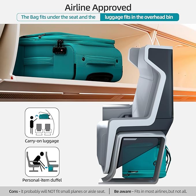 Carry-On Luggage Travel Duffle Bag Carry on Duffle Airline Approved Expandable Travel Duffle, Weekender Bag for Men and Women with Wet Pocket Large Compartment, Green