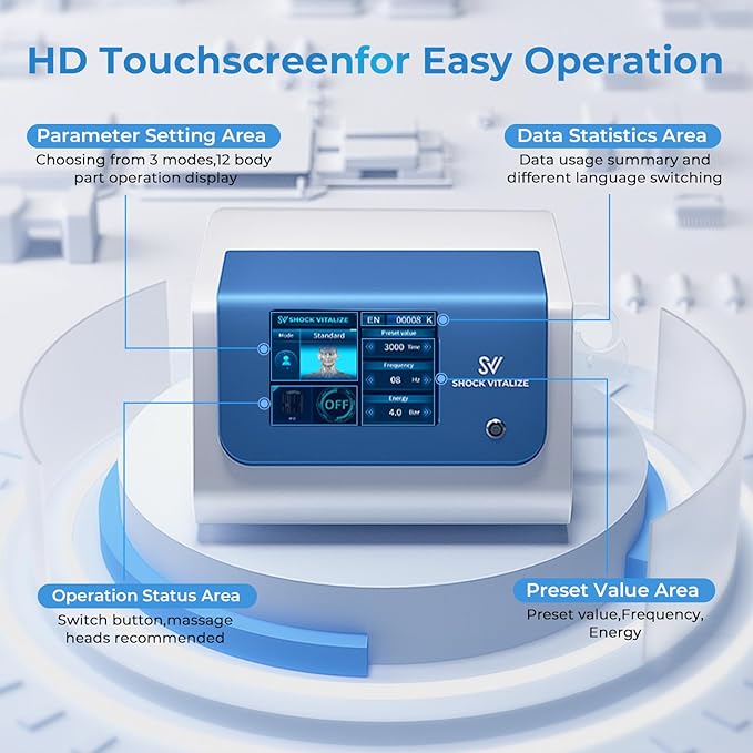 2025 New Upgraded Shockwave Therapy Machine, Extracorporeal Shock Wave Therapy Device for Pain Relief,Muscle and Bone Tissue Regeneration, ESWT Shock Wave Therapy Machine for Home & Institution Use