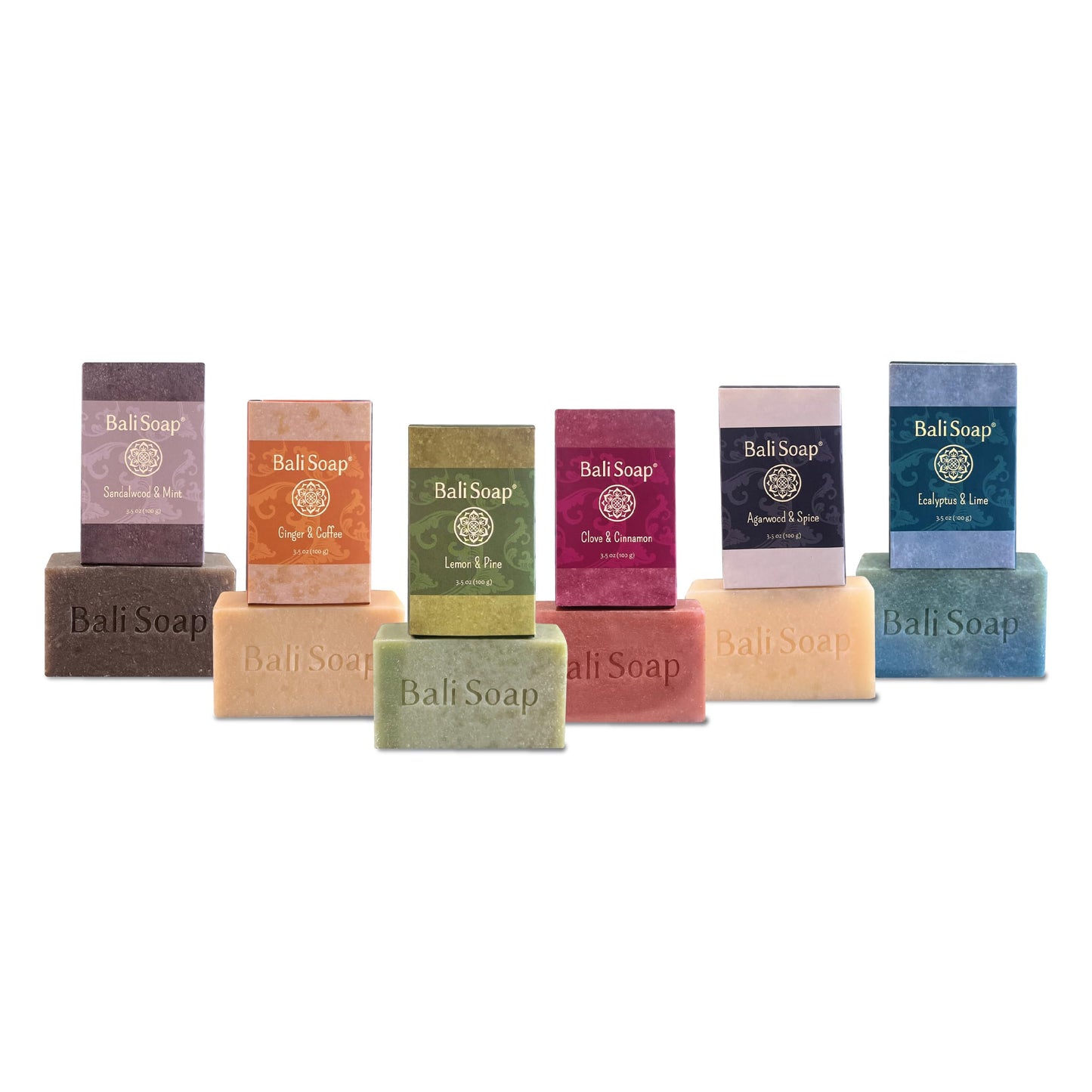 Bali Soap 6-Pack Handmade in Bali, Natural Cold Processed Bar Soap for Daily Use with Plant-Based Oils, Purifying & Refreshing, Vegan