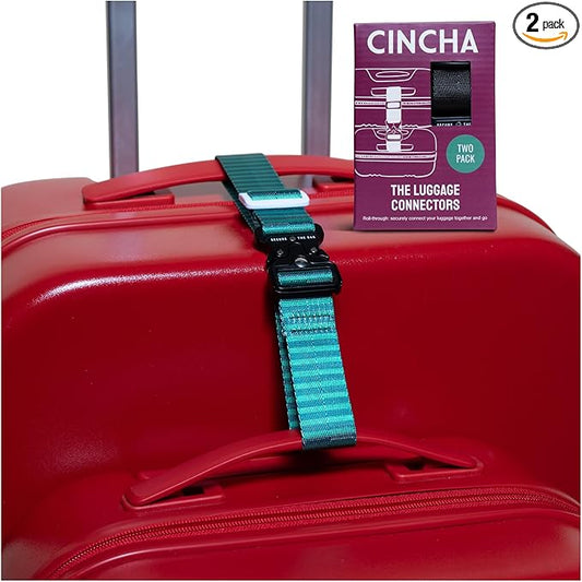 Cincha Add A Bag Luggage Strap Connectors - Connect Multiple Suitcases and Bags - Airport Travel Accessories - As Seen on Shark Tank - 2pcs (Rugby)