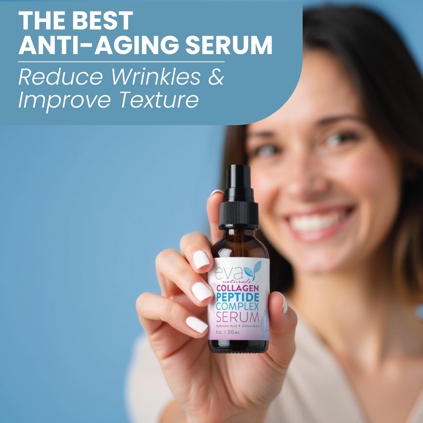 Collagen Peptide Serum for Face – Anti Aging Facial Treatment with Peptides & Hyaluronic Acid – Gentle Formula for Sensitive Skin, Microneedling Pen, Derma Roller, Skin Firming & Hydrating (1 Oz)