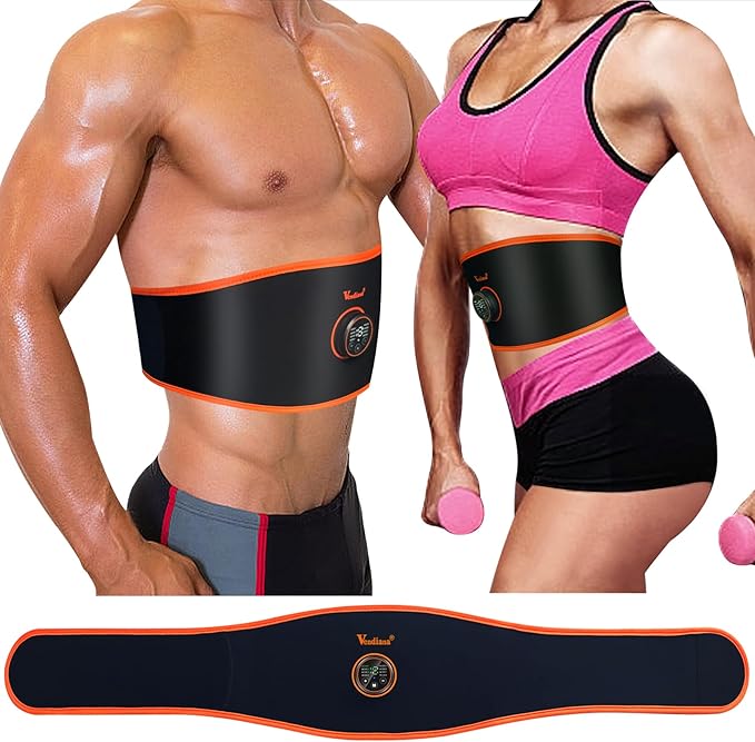 ABS Stimulator Muscle Toner Flex Fitness Belt for Waist Trimmers FDA Cleared AB Machine Abdominal Toning Ems (Orange, One Size)