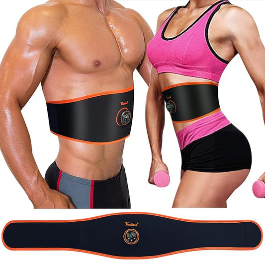ABS Stimulator Muscle Toner Flex Fitness Belt for Waist Trimmers FDA Cleared AB Machine Abdominal Toning Ems (Orange, One Size)