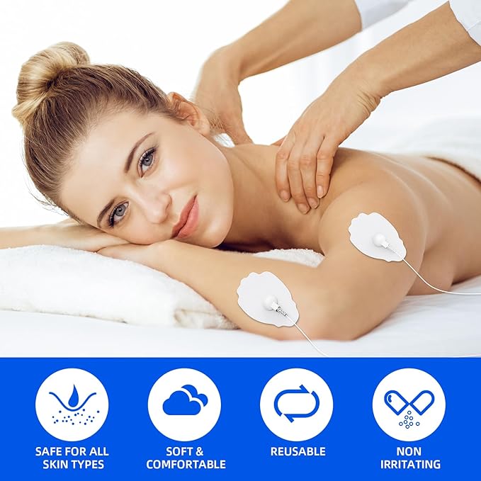 20-Pack TENS/EMS Unit Replacement Pad for More Than 30 Times Use, TEC.BEAN Latex-Free TENS Electrode Pads Set with Upgraded Self-Stick Performance, Compatible with MEDVICE,Belifu EMS Machine