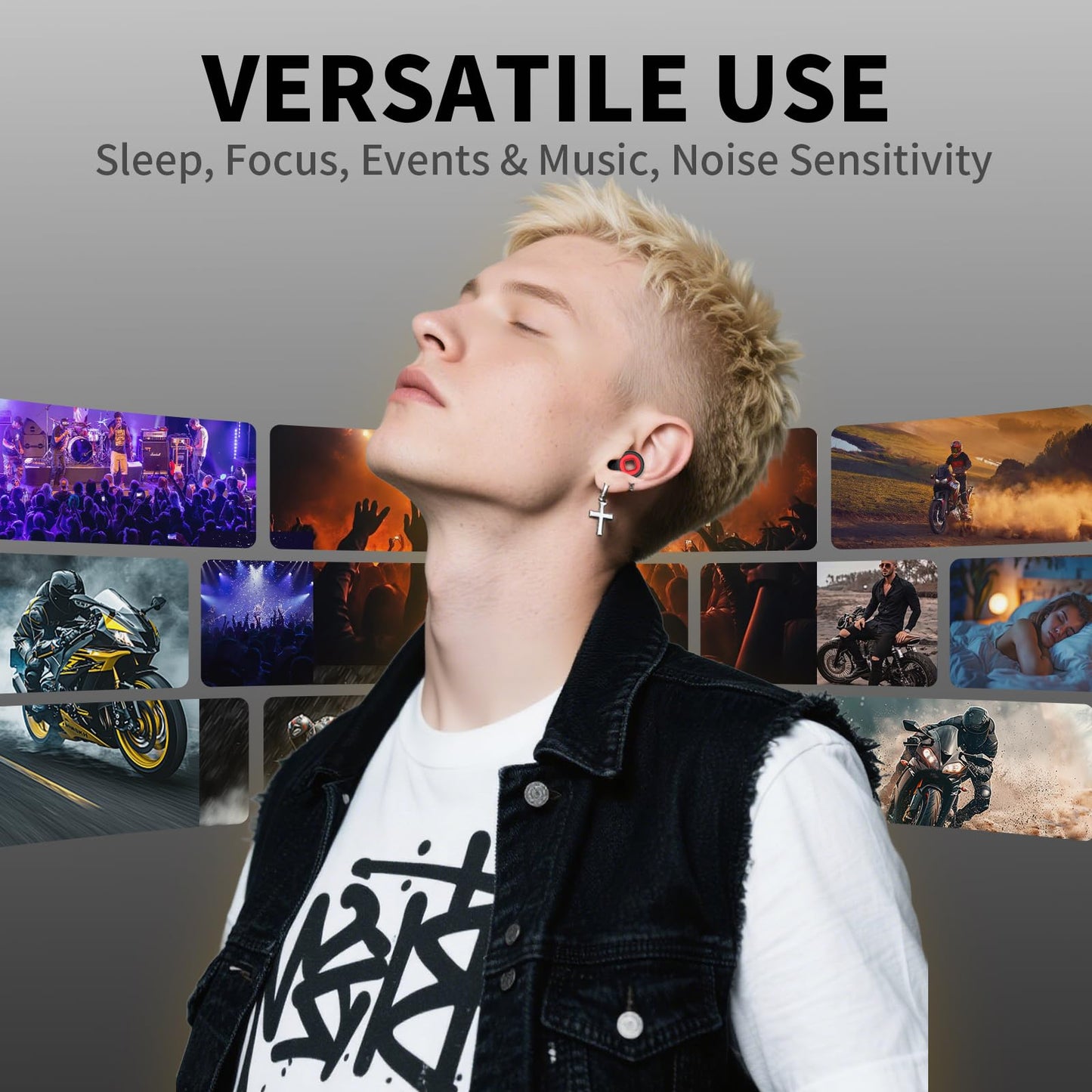 Ear Plugs for Sleeping Noise Cancelling,45db Motorcycle Ear Plugs for Noise Reduction with 8 Eartips,Reusable Silicone Earplugs for Sleep,Concerts,Work,Study,Snoring,Travel (Black and Red)